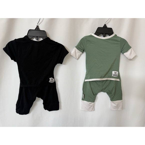 LOT OF 2 The Simple Seed Short Sleeve Romper ~Newborn~ Bamboo Viscose Blend  D75 - Picture 3 of 7